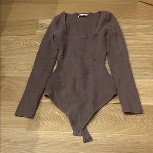 Abercrombie & Fitch Brown Ribbed Bodysuit